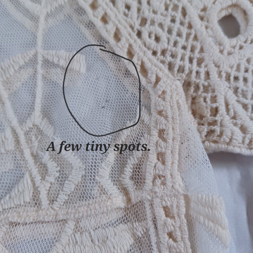 Maurices Womens Sheer Crochet Lace Mesh Tunic Top Cream Natural Size S - Picture 4 of 10